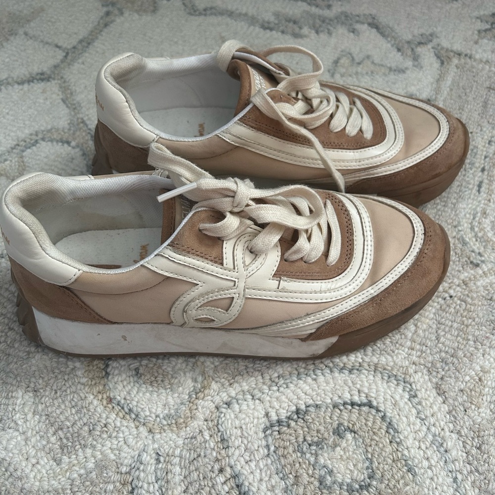 Sam Edelman Tan and White Sneakers